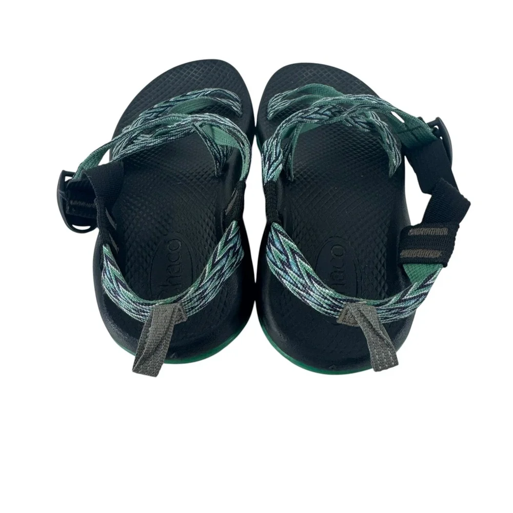 Chaco Z/Cloud 2 Kids Size 4 Sport Sandals Black Green Braided Straps Toe Loop